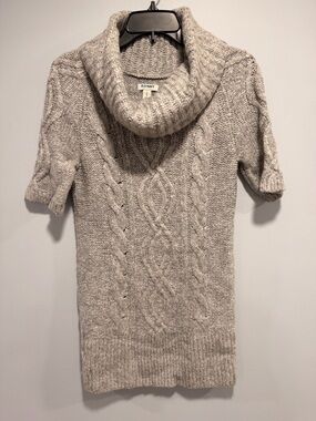 Old Navy Cable-Knit Short-Sleeve Turtleneck Sweater - Heather Gray